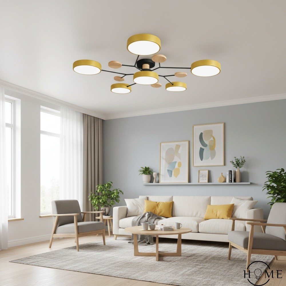 Nordic Vertakte Schijf LED Warm Witte Plafondlamp HL314