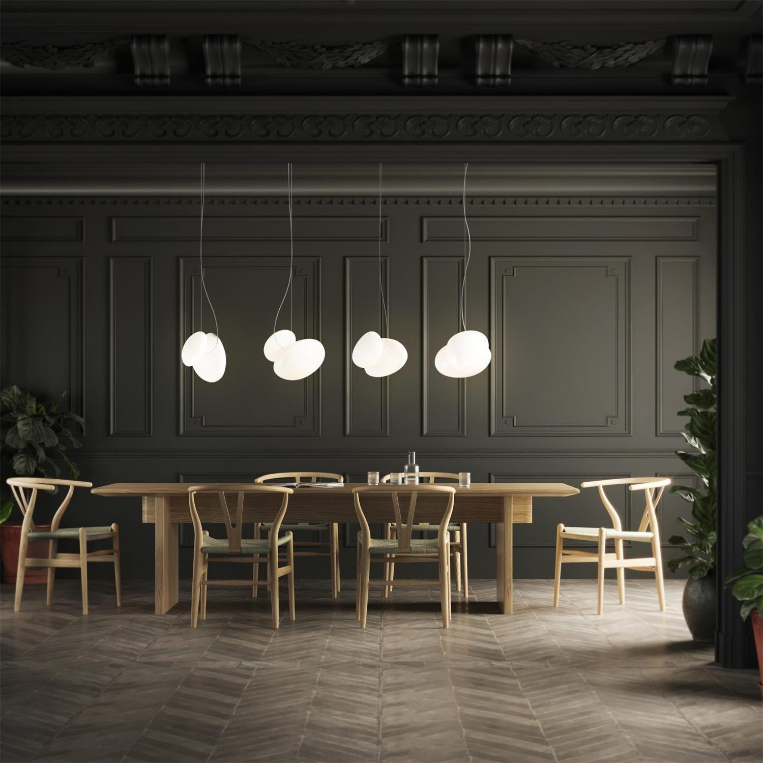 Doorschijnende hanglamp van matglas HL867