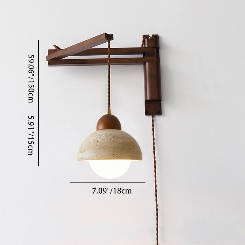 Traditionele Japanse houten travertijn bolvormige intrekbare opvouwbare wandlamp HL1111