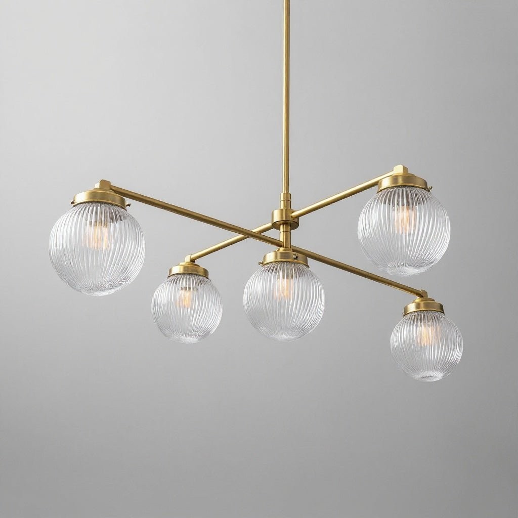Glorica Glazen Kroonluchter met Gematteerde Glazen Bol - Moderne Verlichting van Messing voor Woonkamer HL1741