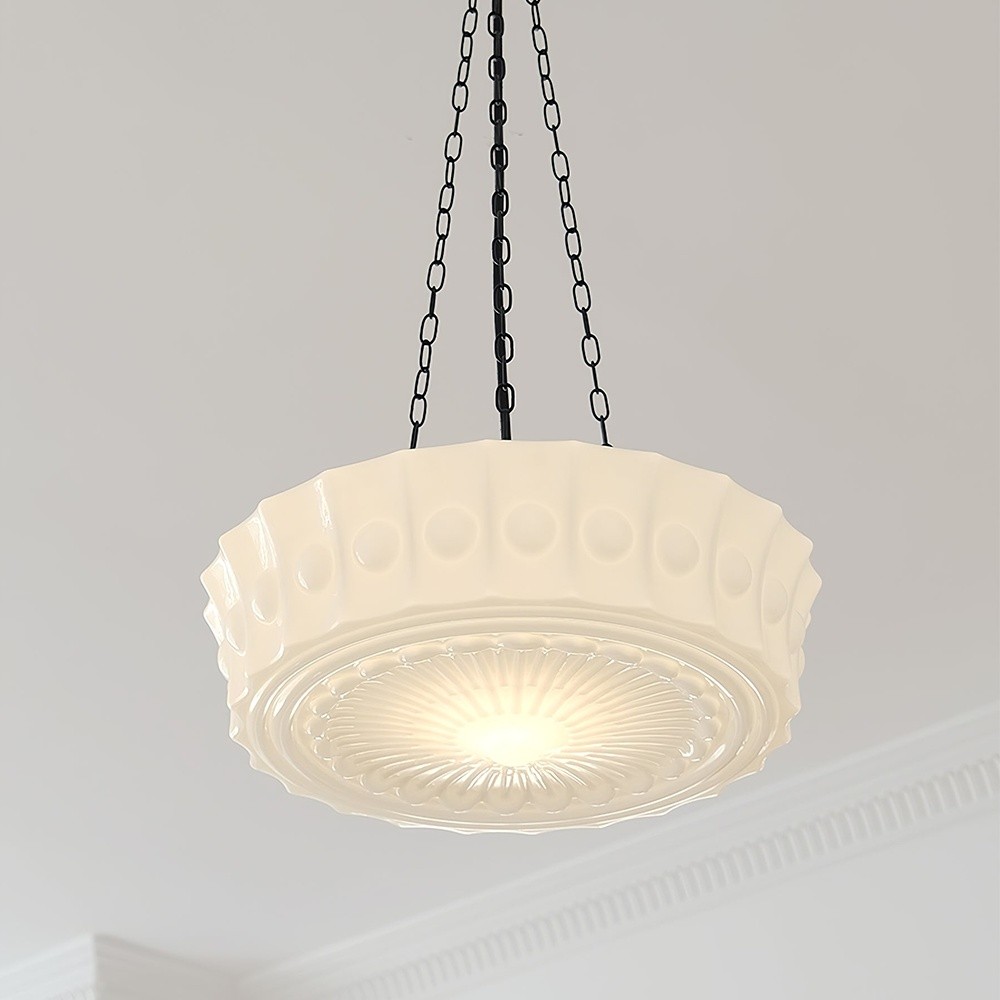 Kroonluchter met cilindervormige kap van ijzerglas HL989