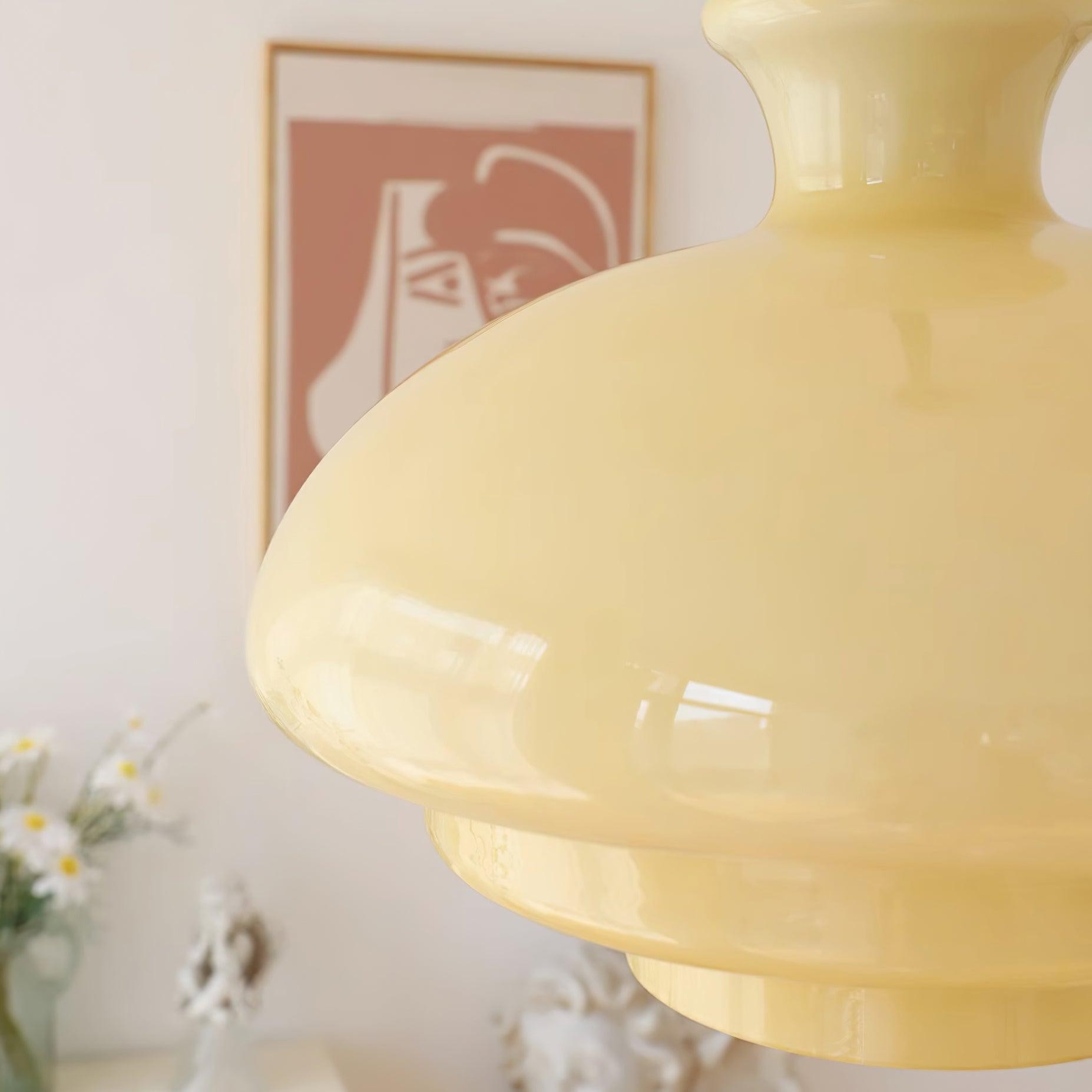 Ronde gele stijlvolle eenvoudige glazen hanglamp HL638