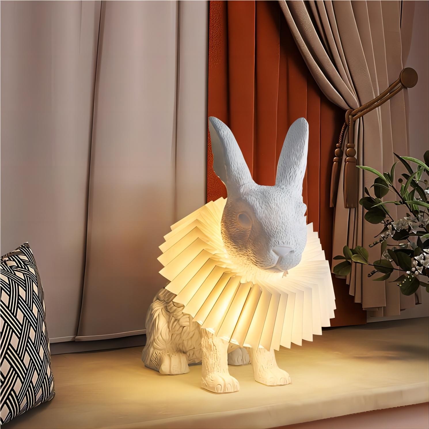 Moderne Witte Konijn Creatieve Hars Tafellamp