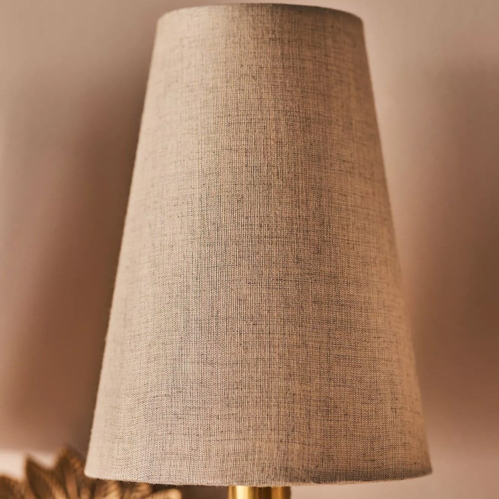 Duova dubbele wandlamp - Antiek messing metaal en linnen kappen voor slaapkamer of studeerkamer HL1896