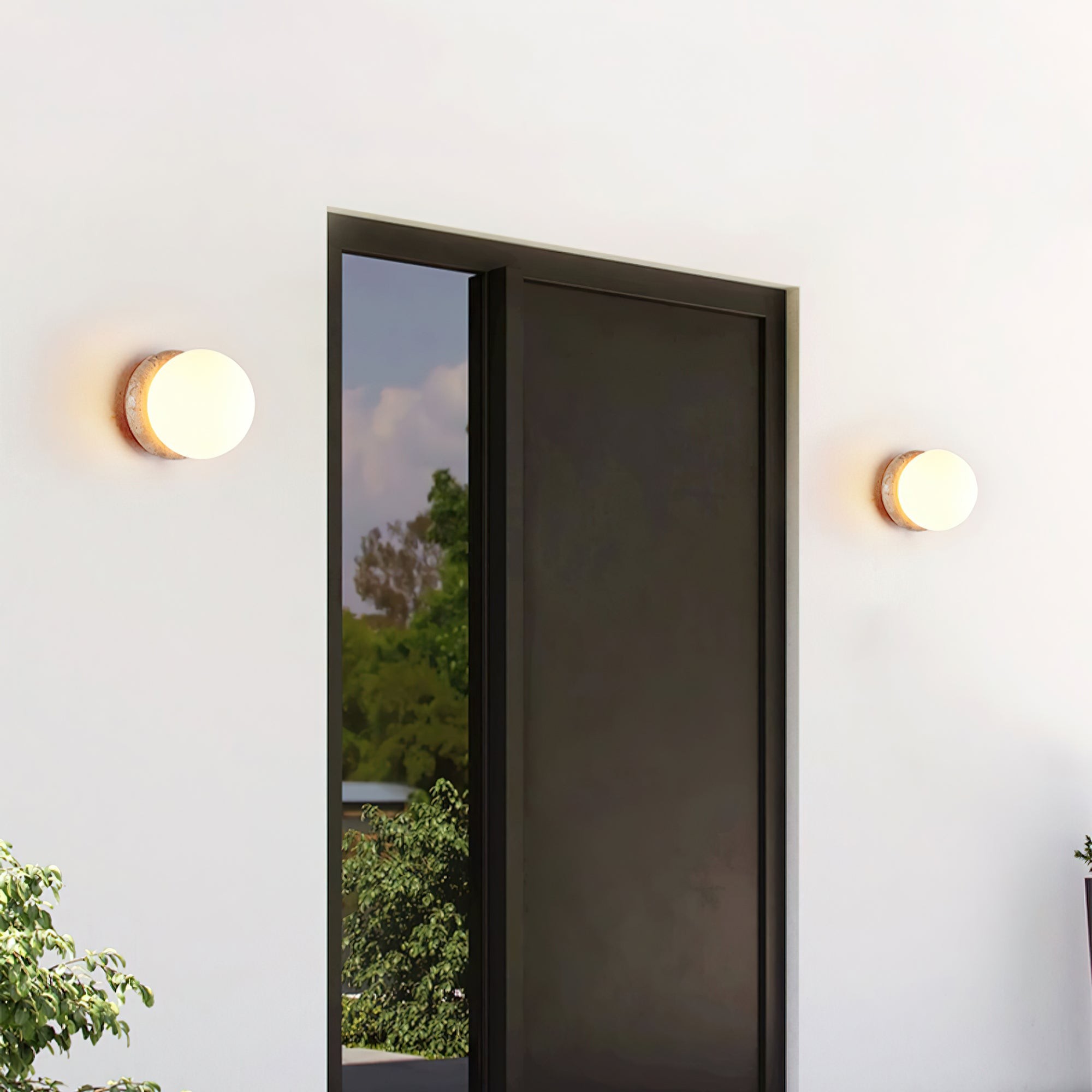 Japanse stijl Wabi-Sabi Travertijn bolvormige wandlamp HL418