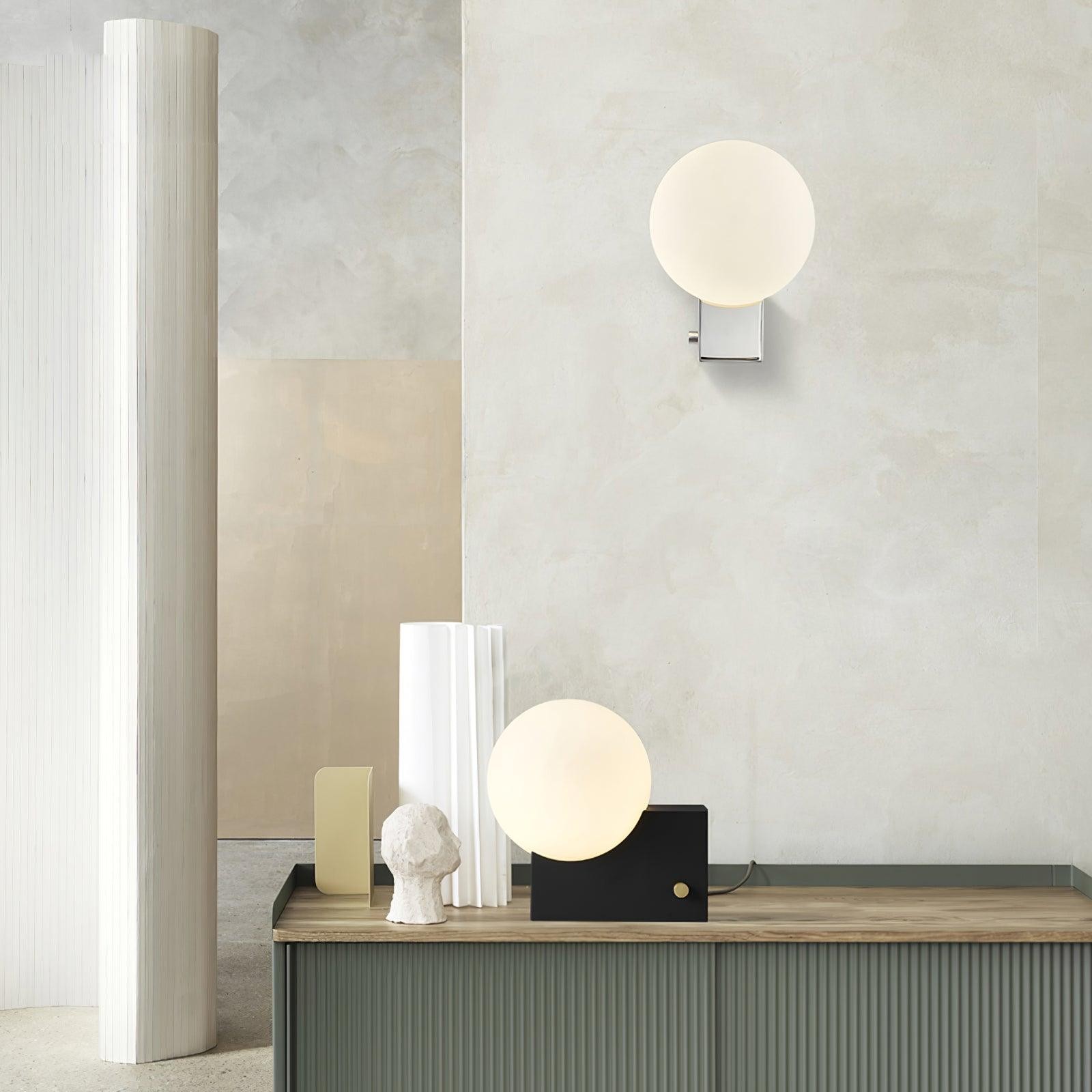 Geometrische lampenvoet glazen bol tafellamp HL523