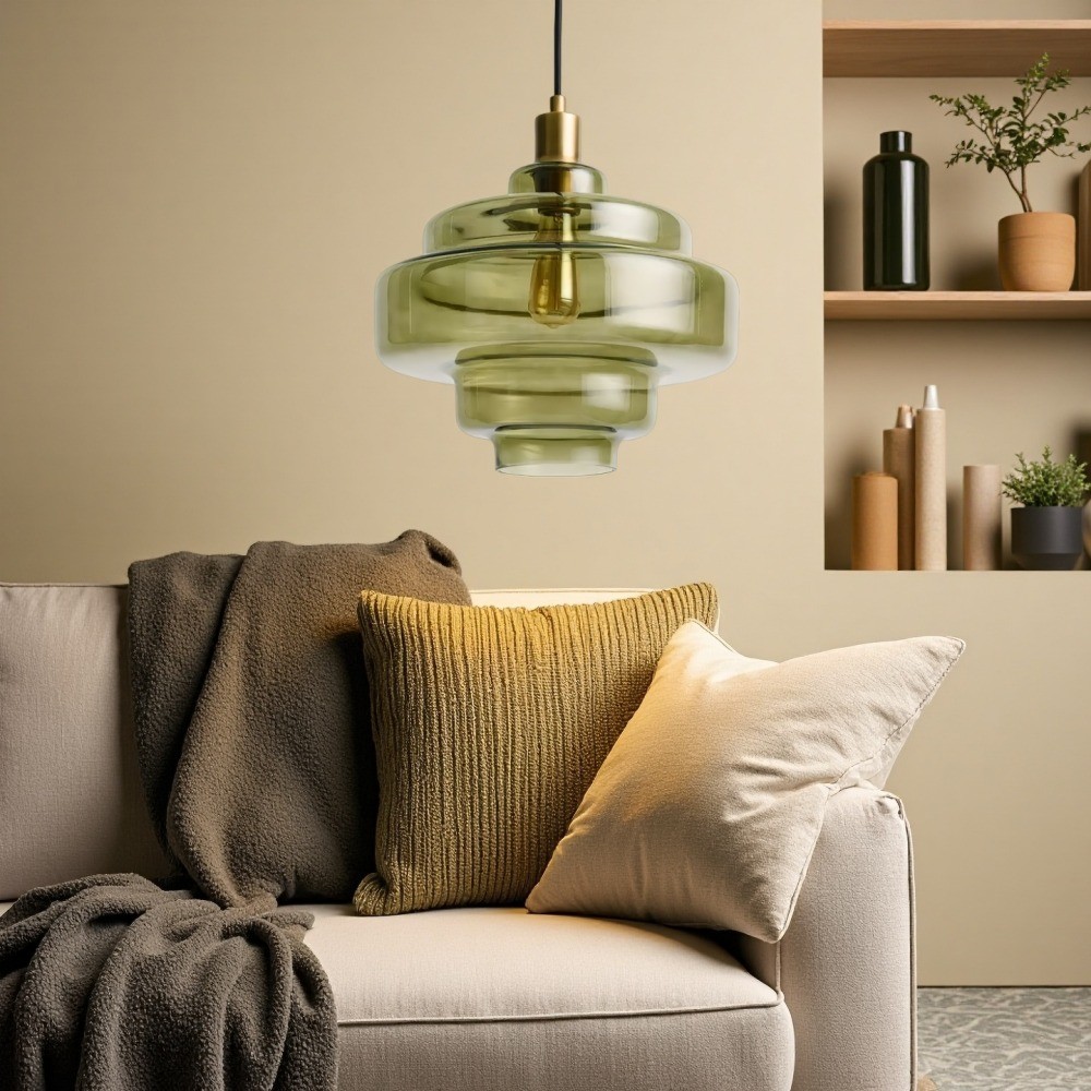 Vintage Hanglamp met Meerdere Lagen - Art Deco Glazen Hanglamp voor Keuken en Woonkamer HL1064