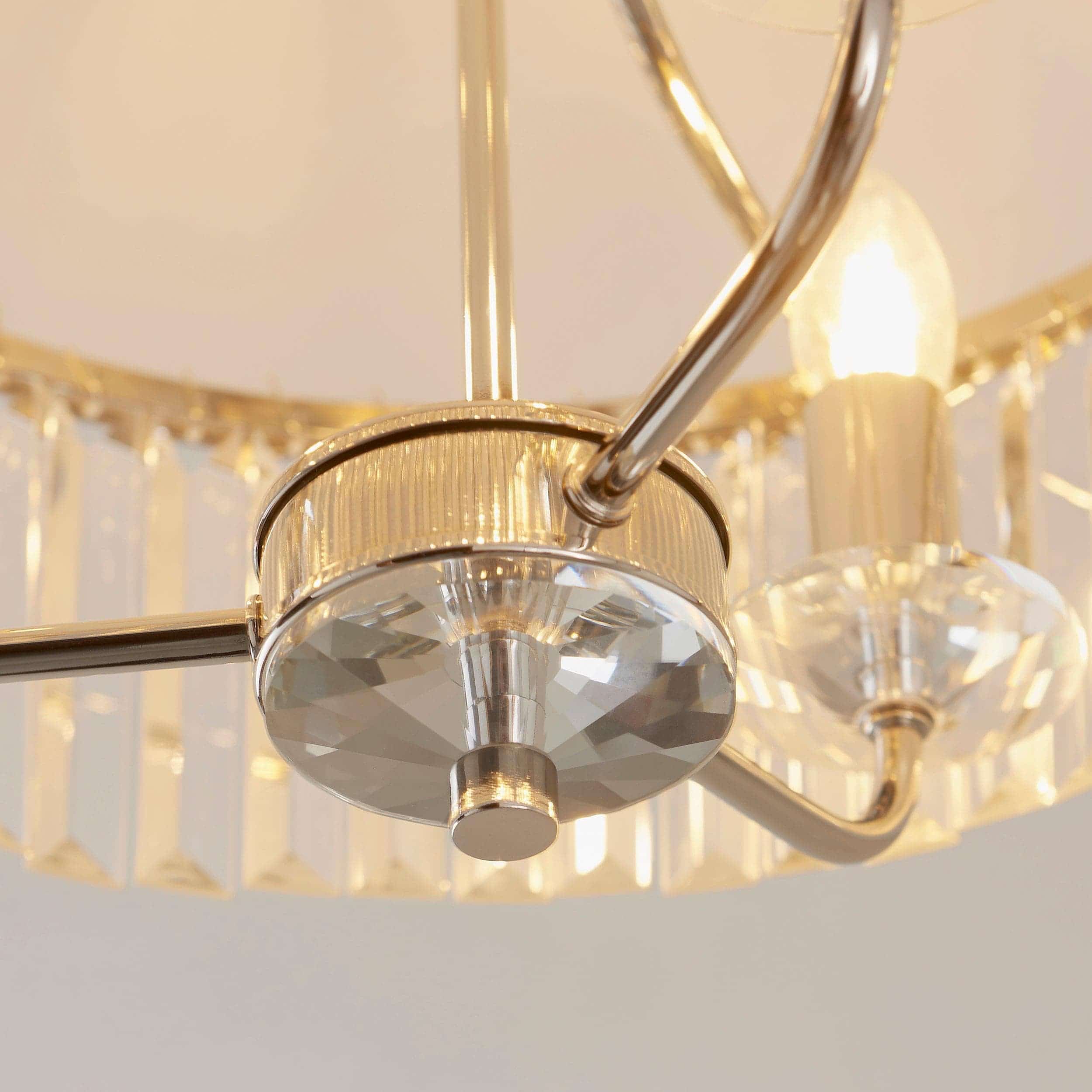 Beveline 3-lichts ronde semi-inbouwlamp - Facetgeslepen glazen kap met metalen afwerking voor gangen en slaapkamers HL2076