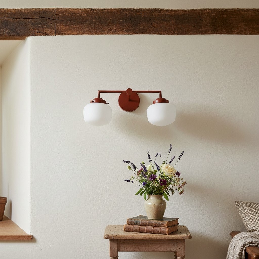 Opaalglazen wastafellamp - Vintage geïnspireerde badkamerwandverlichting HL1666