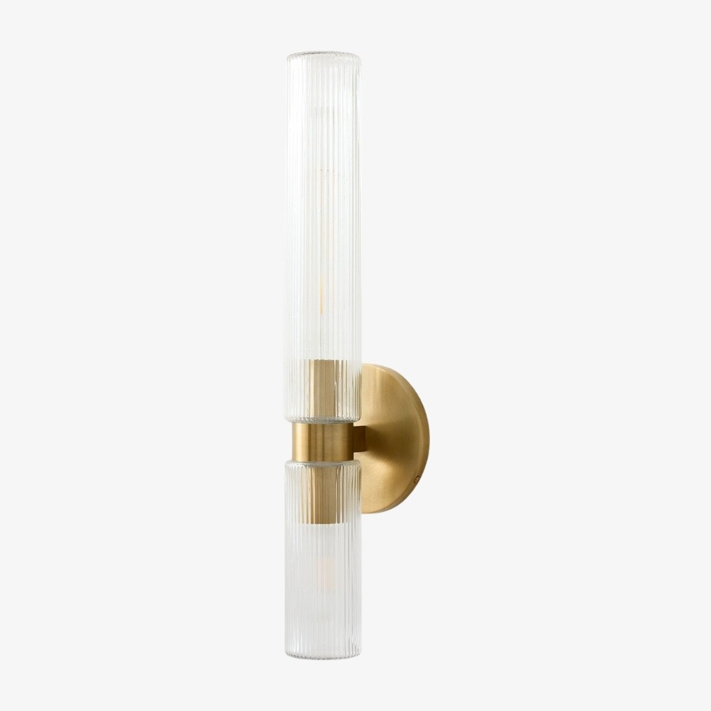 Rivora gecanneleerde glazen dubbele korte wandlamp - binnen- en buitenwandlamp Elegance HL1615