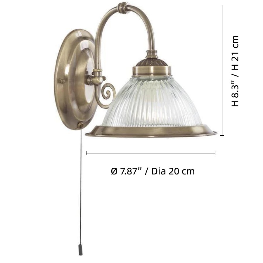 TF Vintora wandlamp met ribbels van glas - industriële klokvorm voor eetkamer en hal HL2202