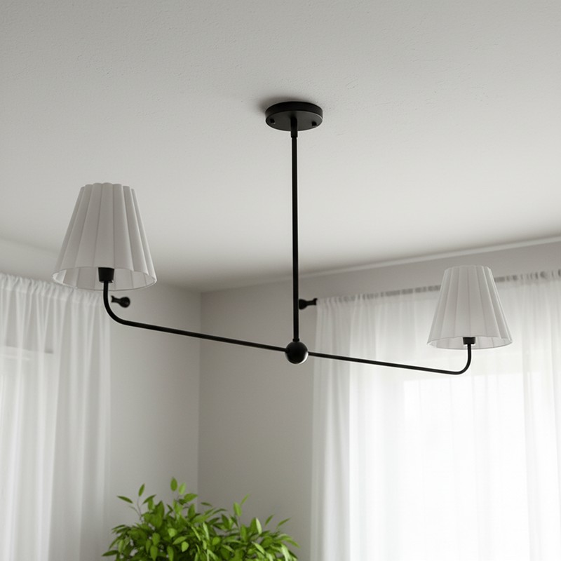 Ruffmeto kroonluchter met gegolfde kap en metalen frame voor eetkamer, hal en woonkamer HL1869