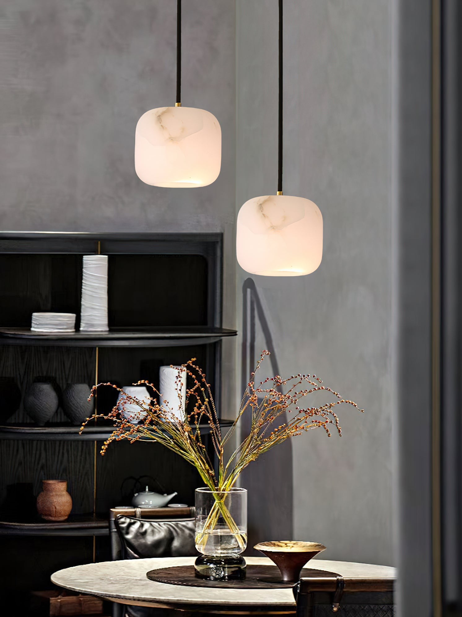 Alabaster hanglamp voor naast het bed HL2976