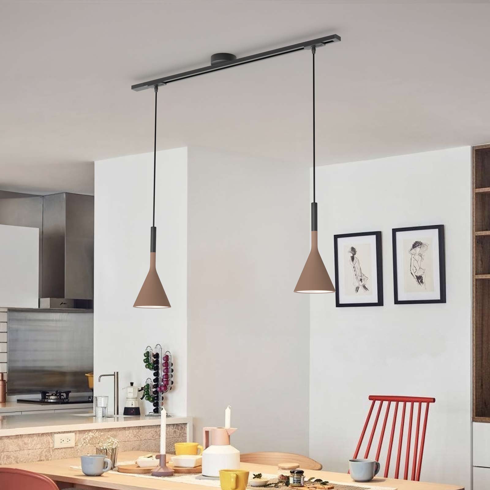 Zwenkarm enkel ophangsysteem voor een hanglamp HL202