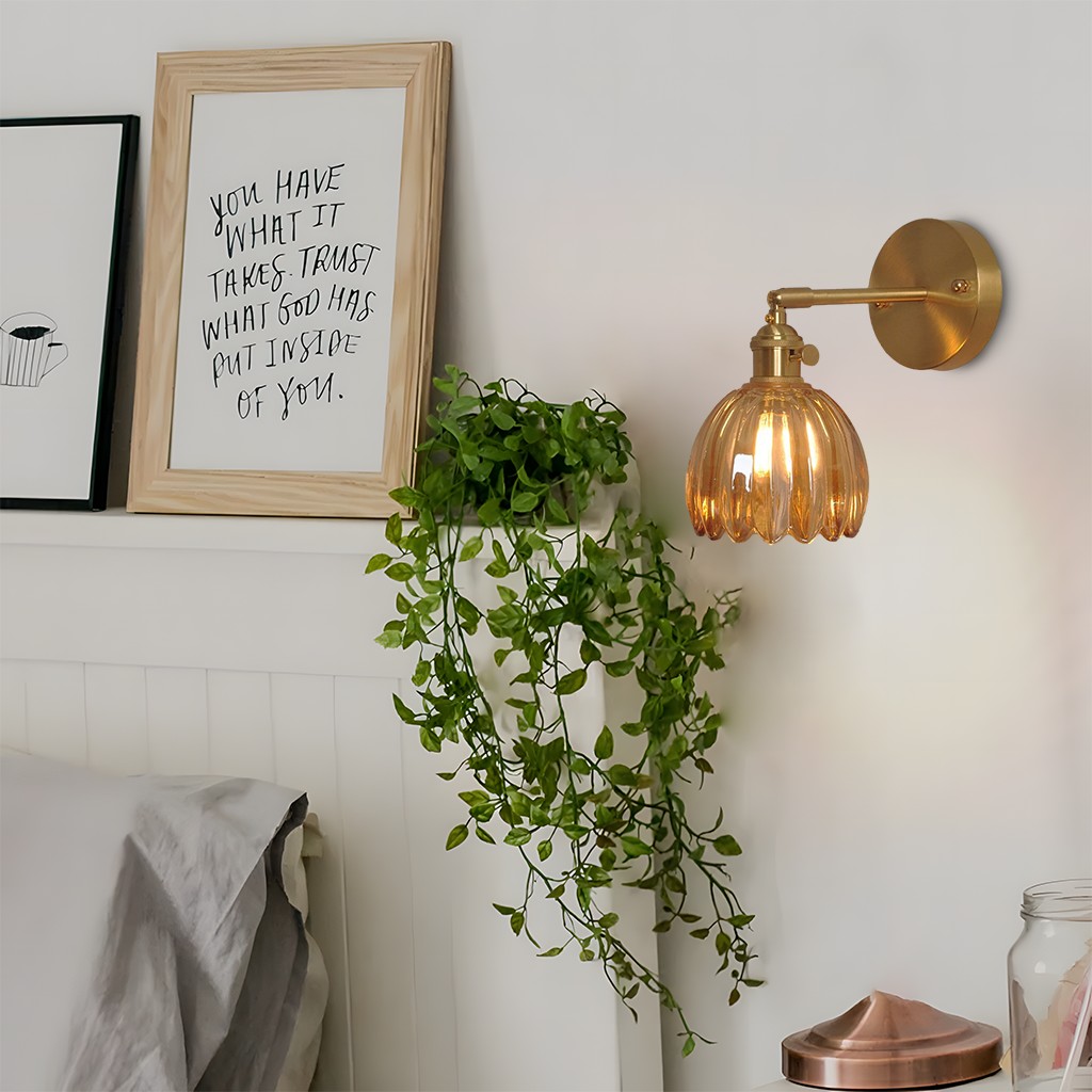 Vintage glazen bloemknop tulp wandlamp HL211