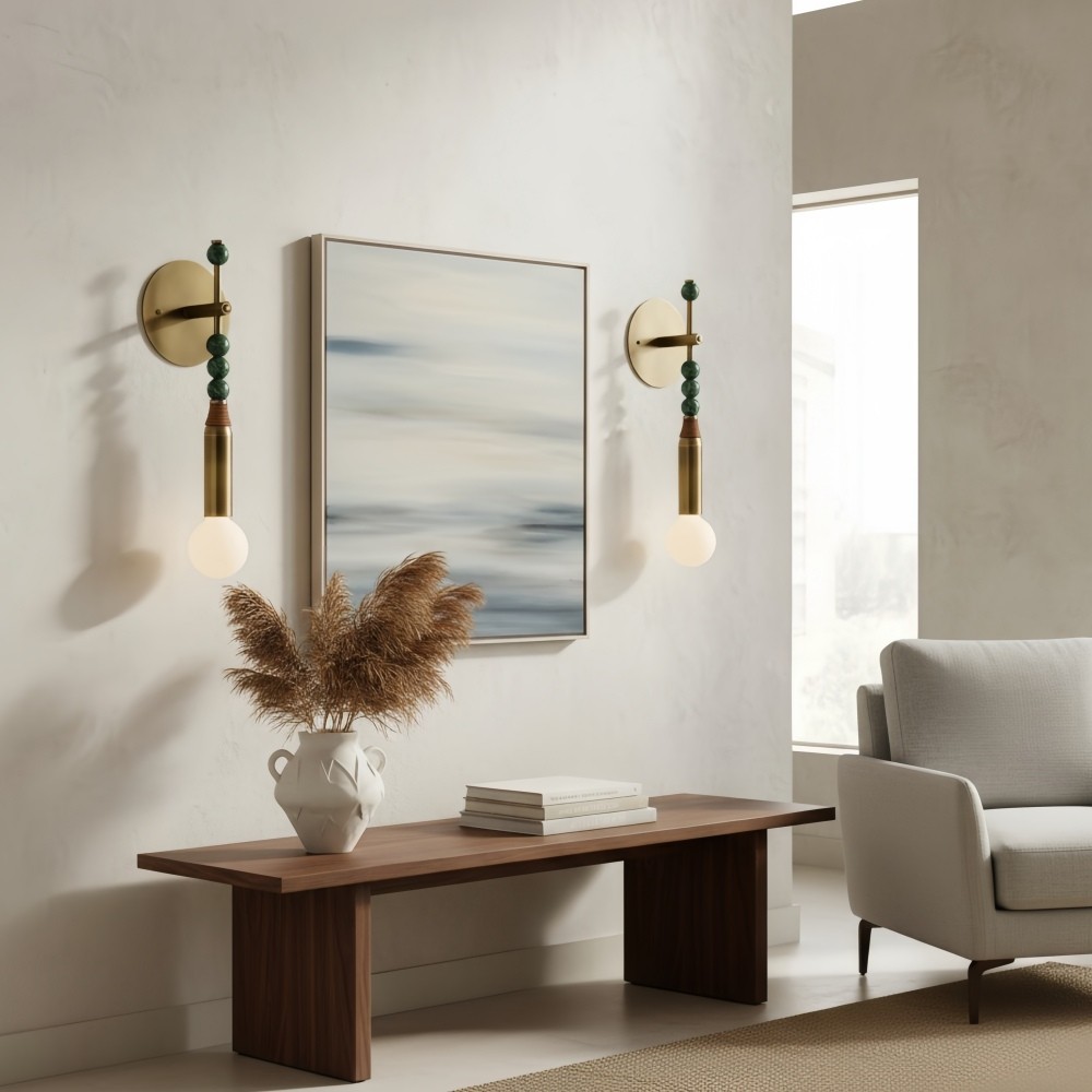 Dotmelle Moderne Wandlamp - Artistieke wandlamp van marmer en messing voor slaapkamer of hal HL2540