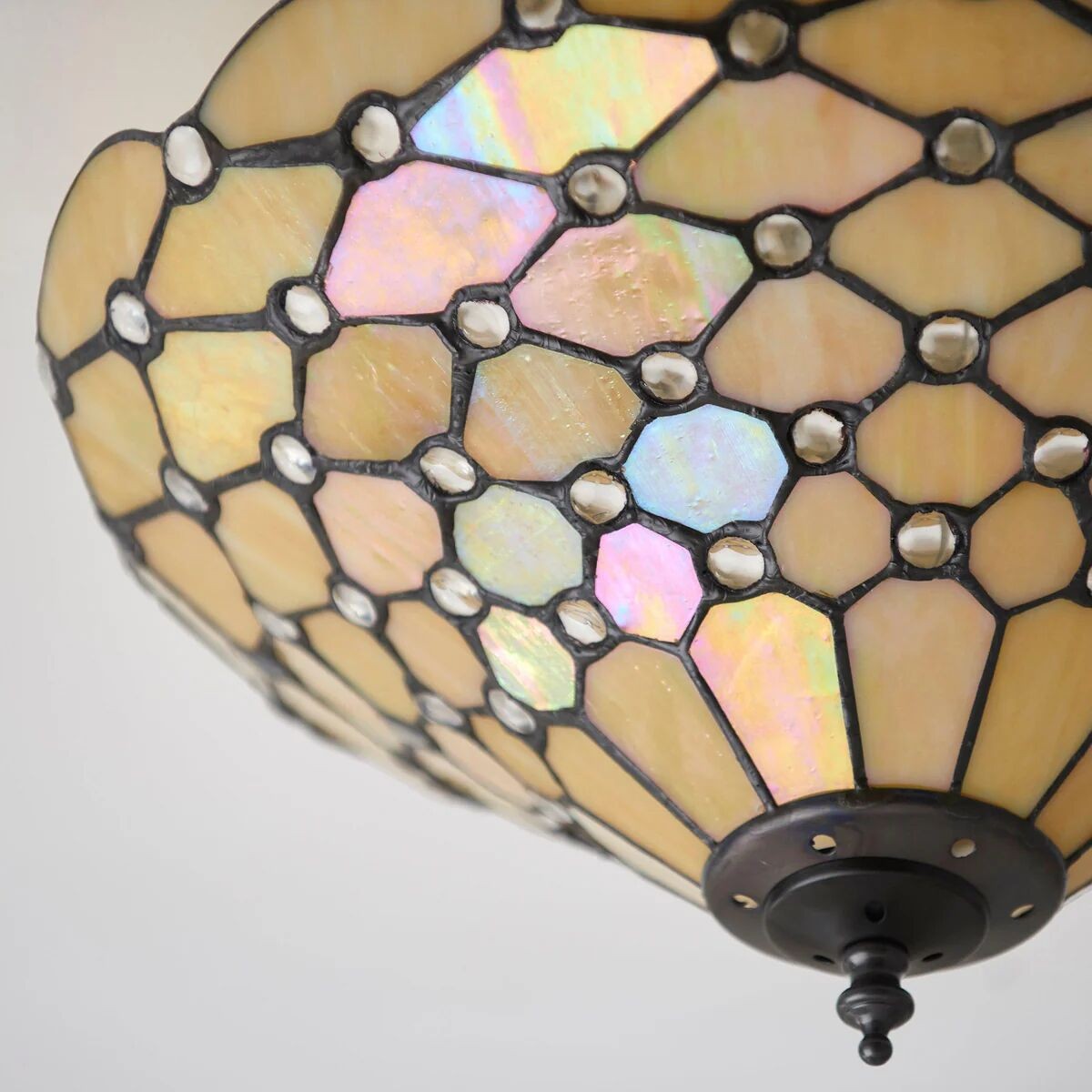 TF Pearl handgemaakte Tiffany plafondlamp - Art Deco glas-in-loodlamp voor hal of woonkamer HL2194