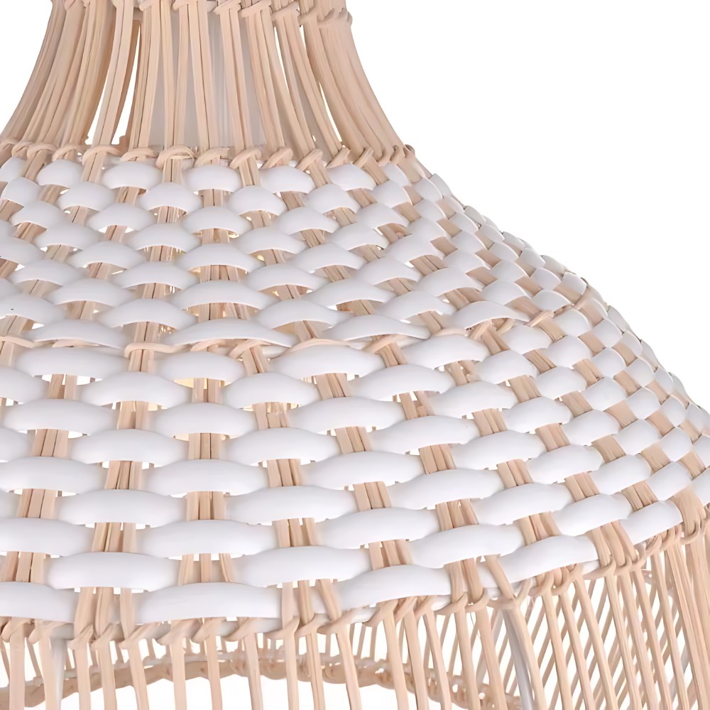 Luchtige, witte, elegante hanglamp van natuurlijk rotan HL3395