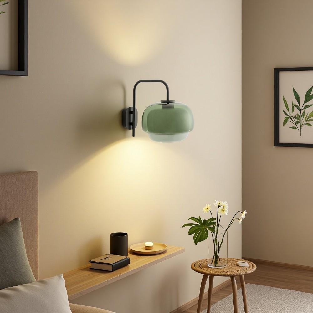 Clinco Wandlamp van gekleurd glas - Dubbele bolvormige lamp in de vorm van een paddenstoel HL1097