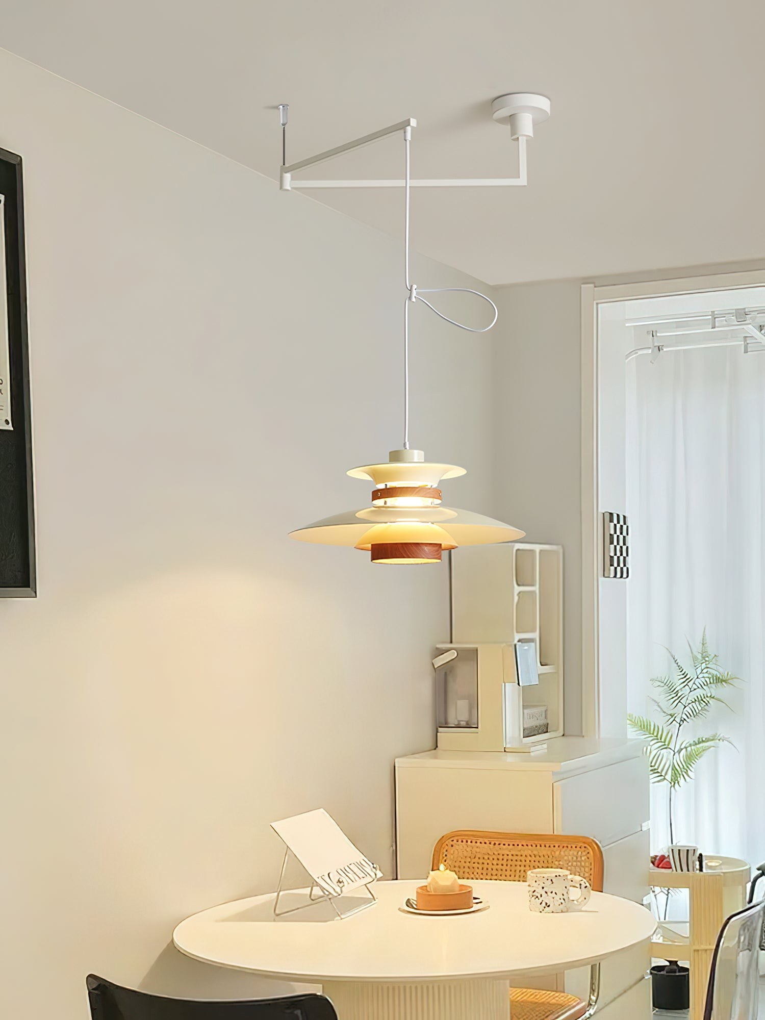 Meerlaagse houtnerf hanglamp met zwenkarm HL1088