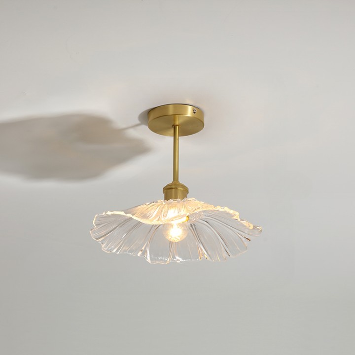 Vintage Glazen Plafondlamp met Lotus Bloem HL217