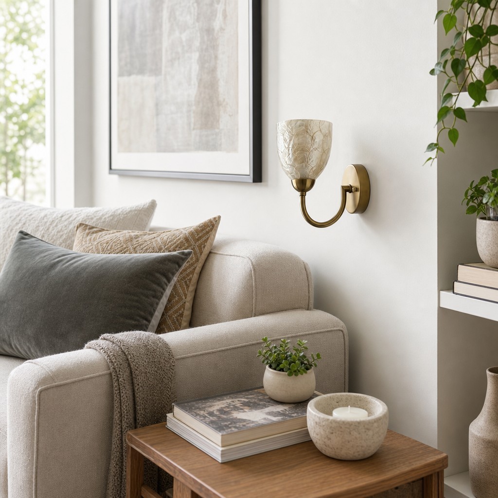 Nacrelith wandlamp - Moderne Capiz schelplamp voor de slaapkamer HL3565
