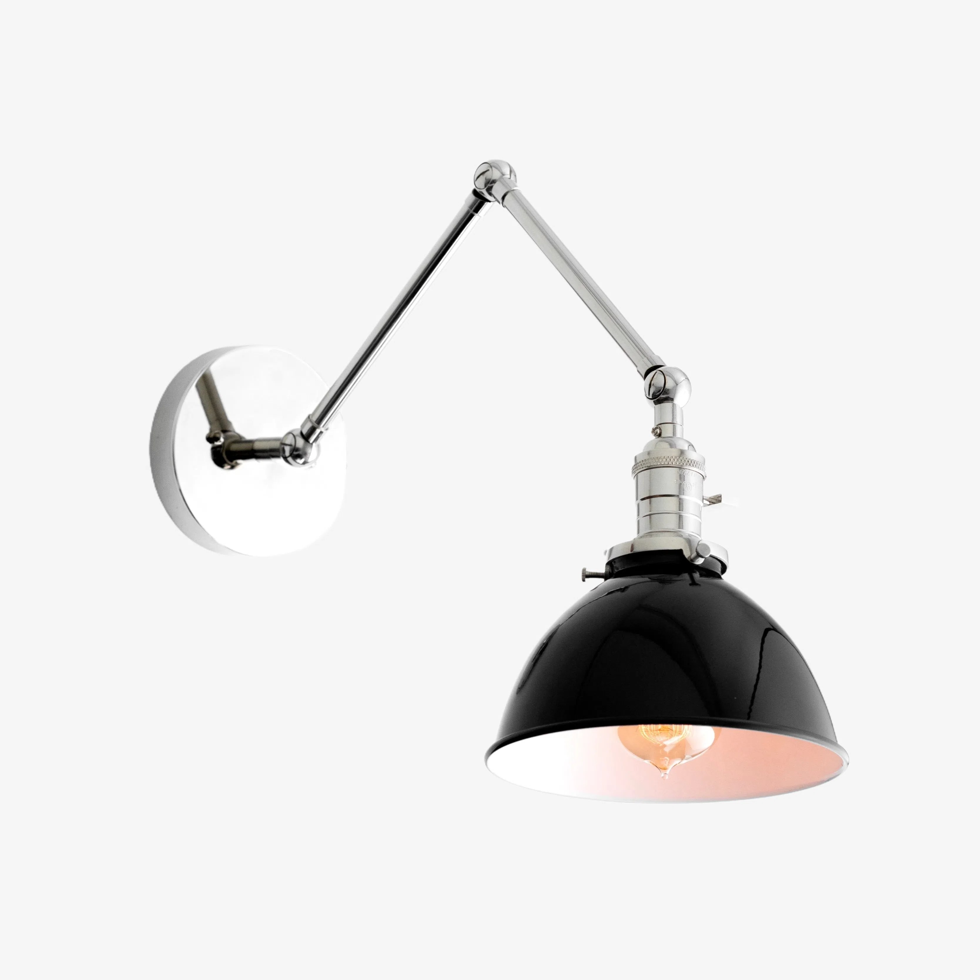 Conique metalen vintage industriële wandlamp met zwenkarm - verstelbare koepelvormige kap voor studie HL1675