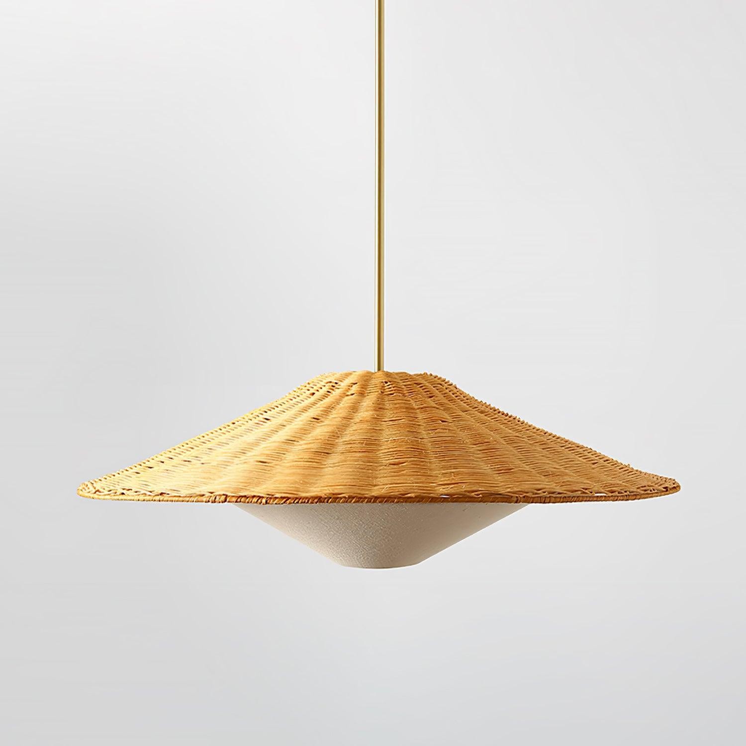 Hanglamp in de vorm van een rotan hoed, geschikt voor de woonkamer HL796