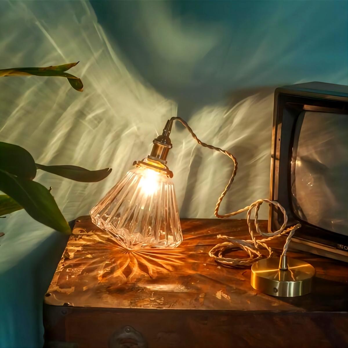 Antiek helder geribbeld glas Slaapkamer keuken hanglamp HL48