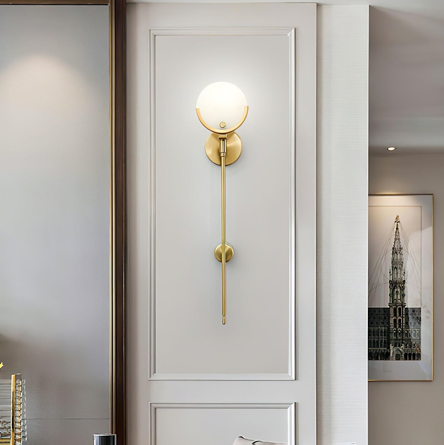 Metalen messing bolvormige slaapkamer wandlamp HL363