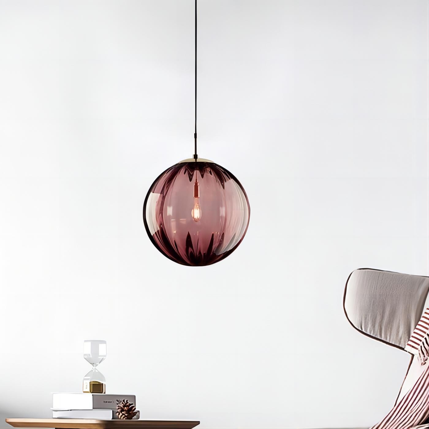 Glazen Bol Hanglamp Met Scandinavisch Waterpatroon HL260