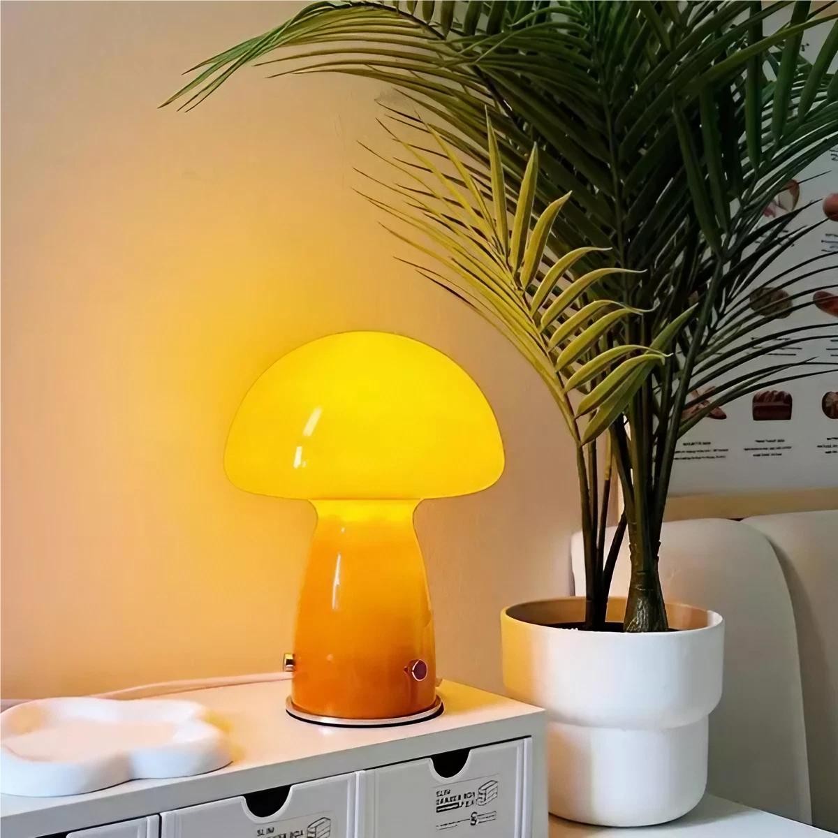 Deense Bauhaus glazen paddestoel tafellamp HL187