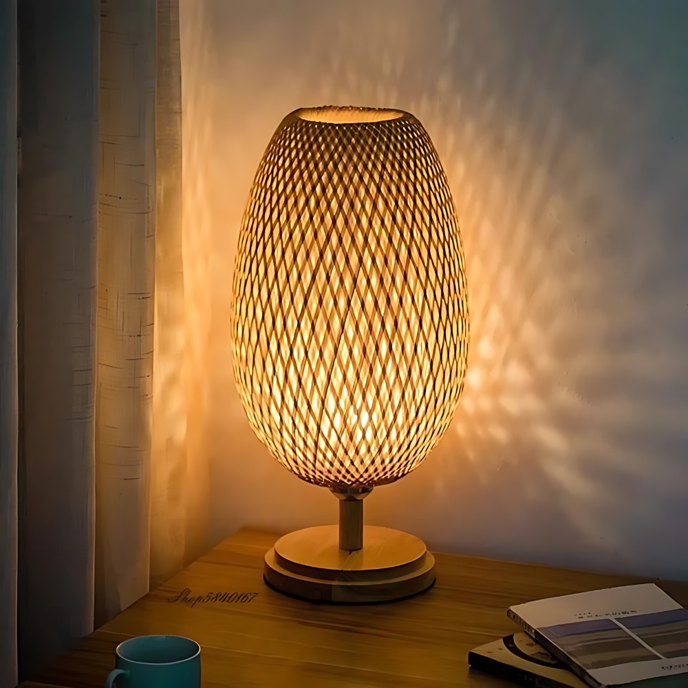 Handgemaakte, duurzame bamboe tafellamp HL3400