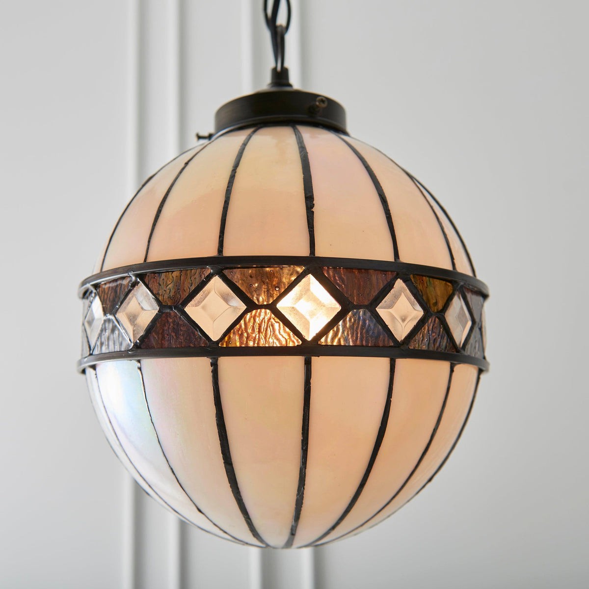 TF Fargo Tiffany-stijl bolvormige hanglamp - Handgemaakte kunstglazen bollamp voor keukeneiland HL2233