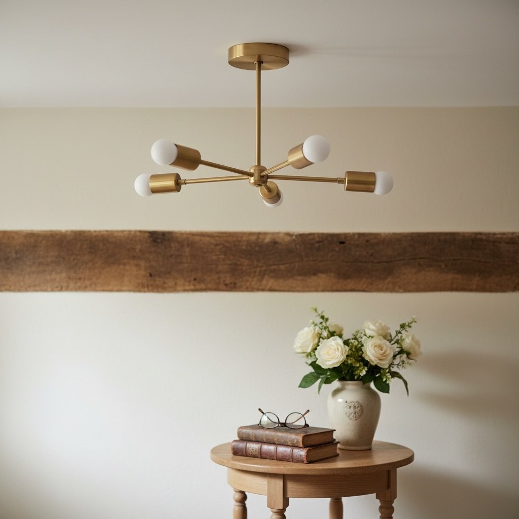 Mobilux Line Mid Century Gold Sputnik Kroonluchter - Geometrische Messing Armatuur HL1687