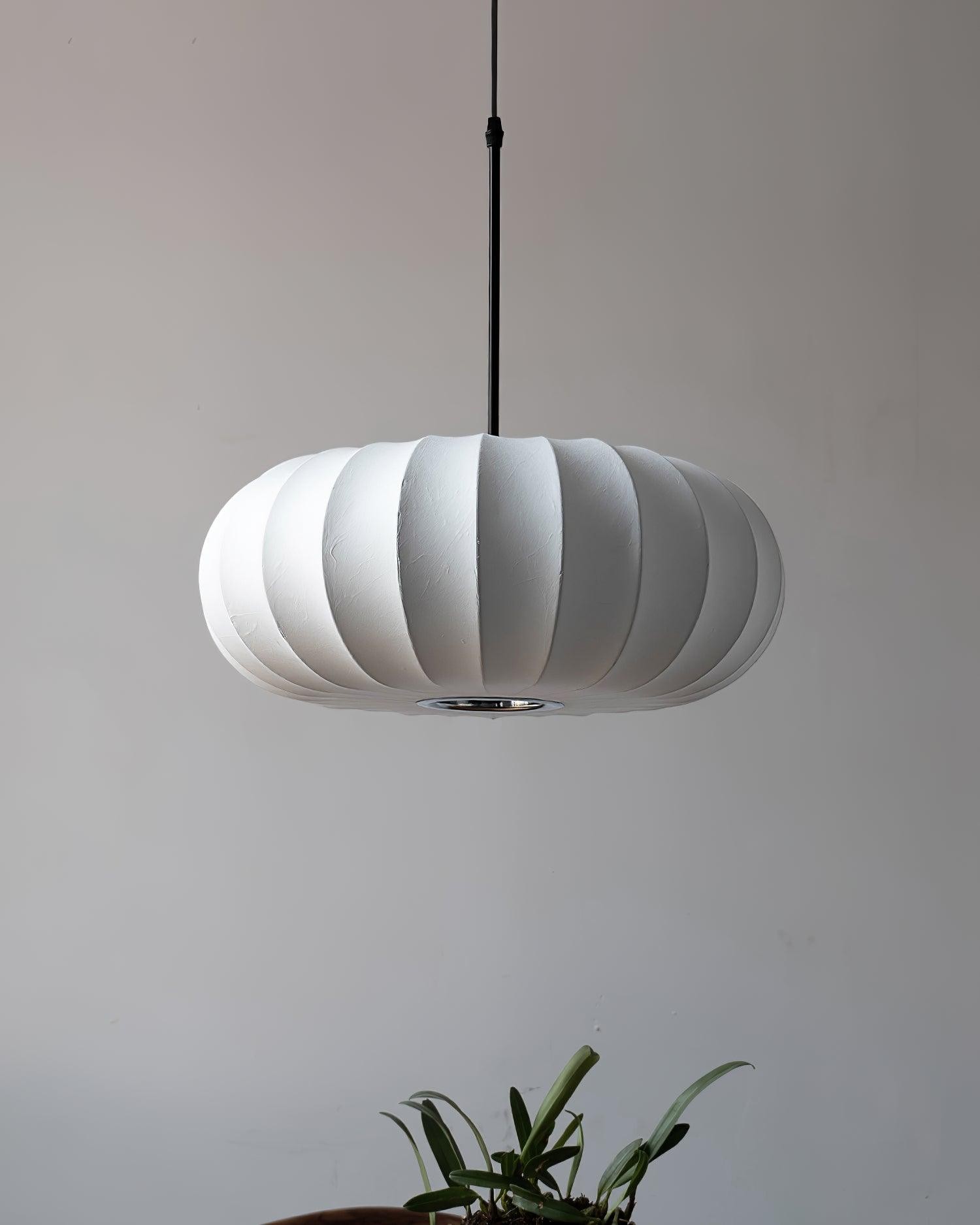 Eenvoudige Wabi-sabi witte lantaarn stoffen hanglamp HL852