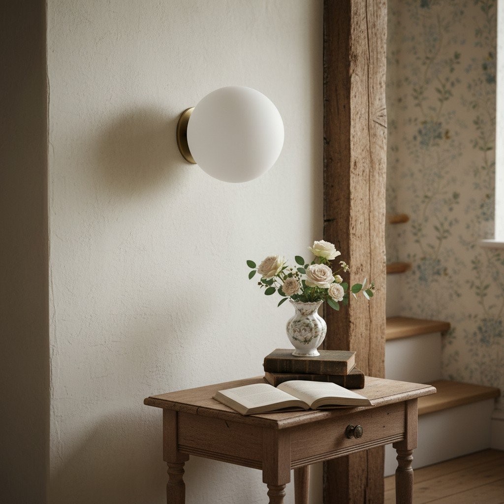 Glorica Glazen Wandlamp van Messing - Klassieke Lamp met Matglas voor een Warme Sfeer HL1758