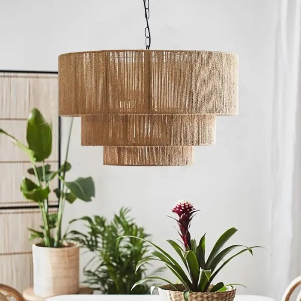 De elegante geweven waterval hanglamp van rotan HL3381