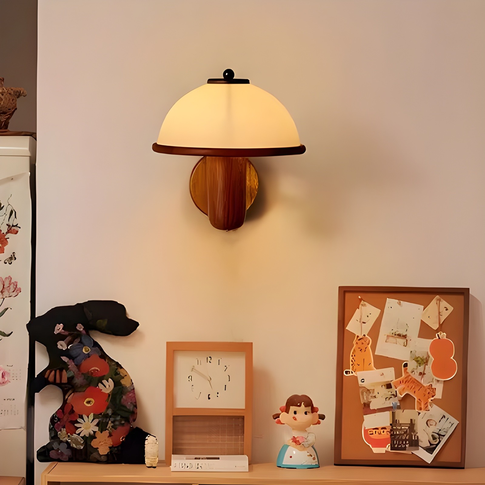 Vintage Mushroom Houten Wandlamp HL300