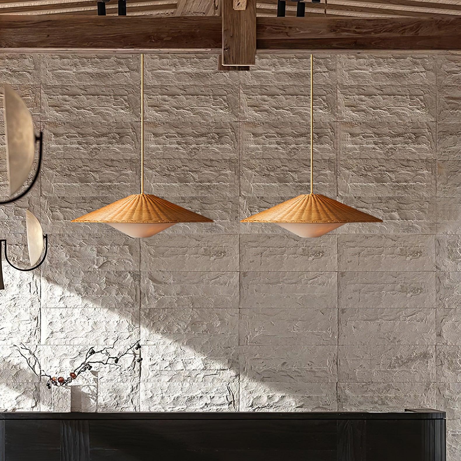 Hanglamp in de vorm van een rotan hoed, geschikt voor de woonkamer HL796