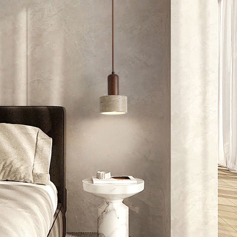 Traditionele retro cilindrische hanglamp van massief hout HL868