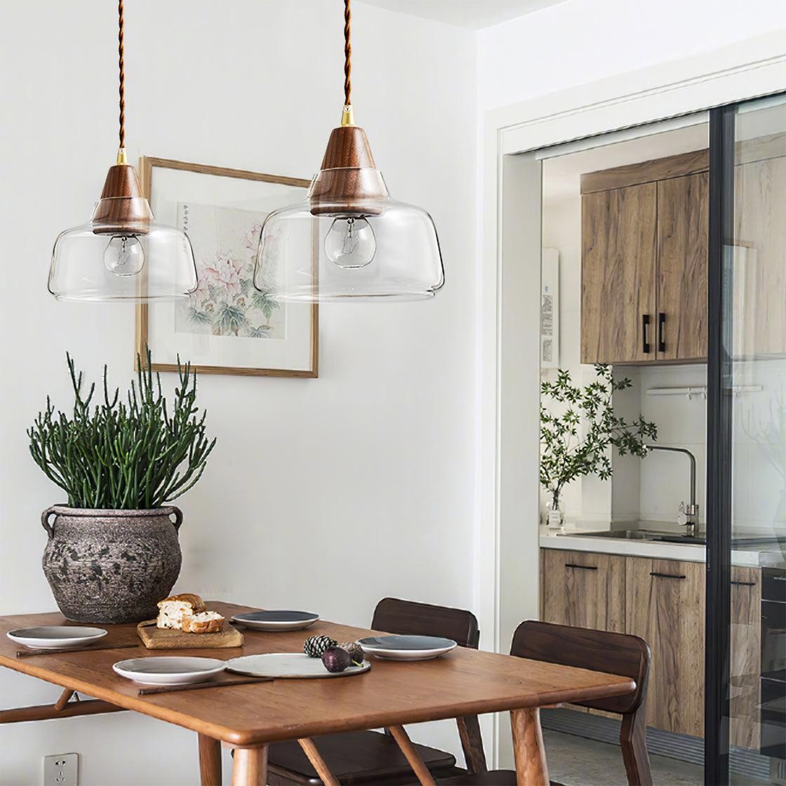 Hanglamp van notenhoutglas HL915