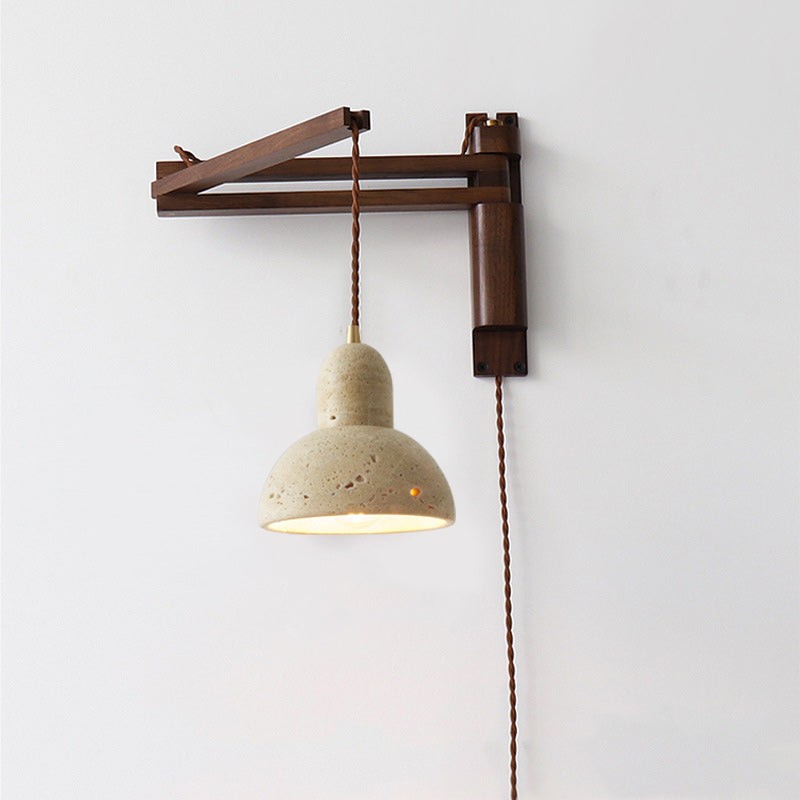 Traditionele Japanse houten travertijn bolvormige intrekbare opvouwbare wandlamp HL1111