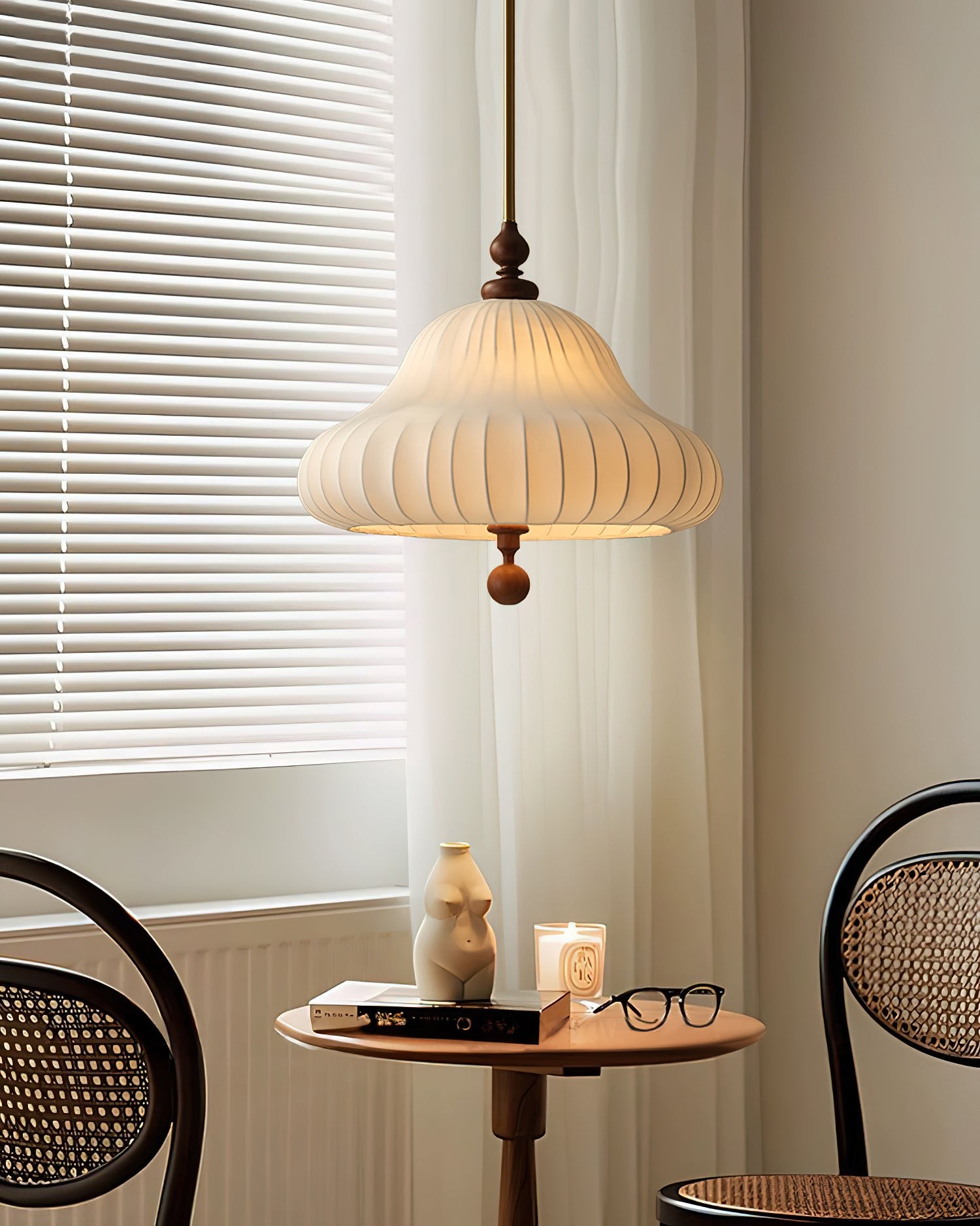 Moderne creatieve retro Wabi-Sabi-stijl stoffen houten hanglamp HL553