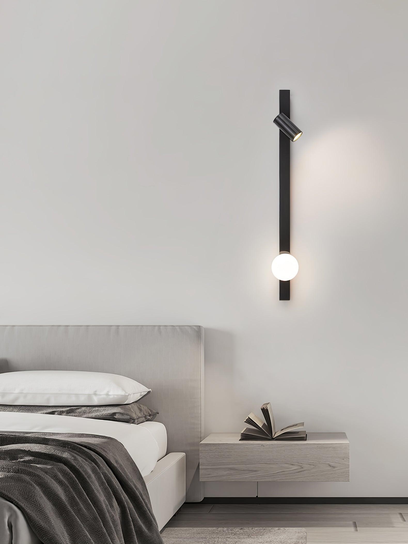 Moderne zwarte lineaire wandlamp met lange arm HL1123