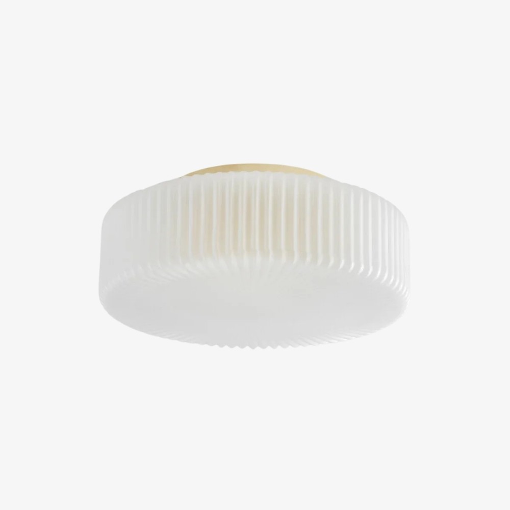 Lunorib Moderne Plafondarmatuur van Opaalglas - Geribbelde Metalen Verlichting met Structuur voor Woonkamers HL2417