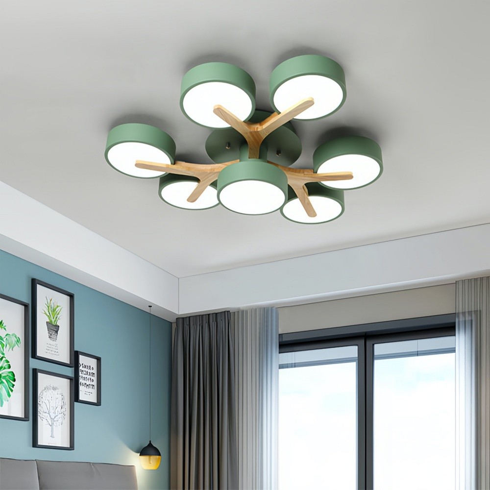 Nordic Disc Wood Plafondlamp - LED Semi-Flush Mount voor Slaapkamer HL1353