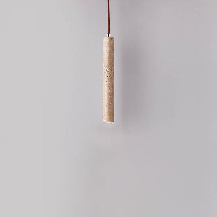 Japanse Wabi Sabi gele travertijn cilinder hanglamp met 1 lichtpunt HL970