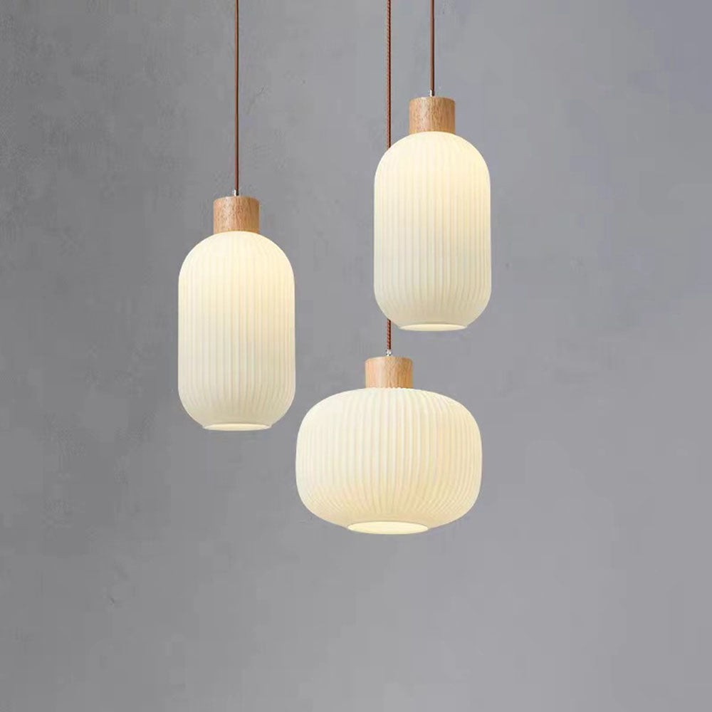Nordic witte lantaarnachtige glazen hanglamp HL666