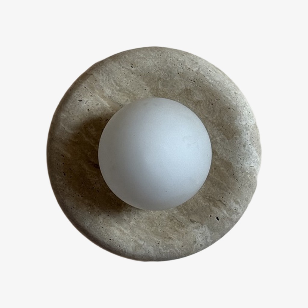 Oria Travertijnstenen Wandlamp – Minimalistische Sculpturale Wandlamp voor Woonkamer en Slaapkamer HL2551